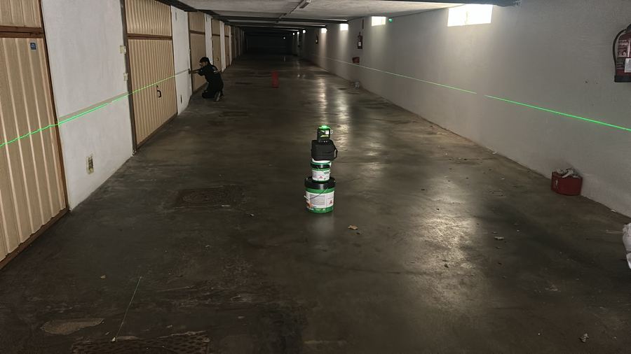 Replanteo con láser en garaje